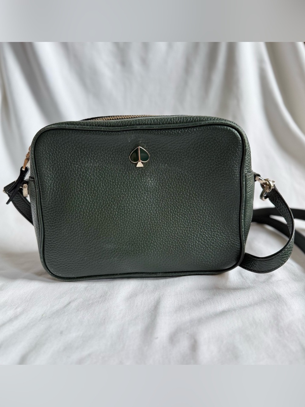 kate spade Deep Evergreen Pebbled Leather Polly Medium Camera Bag